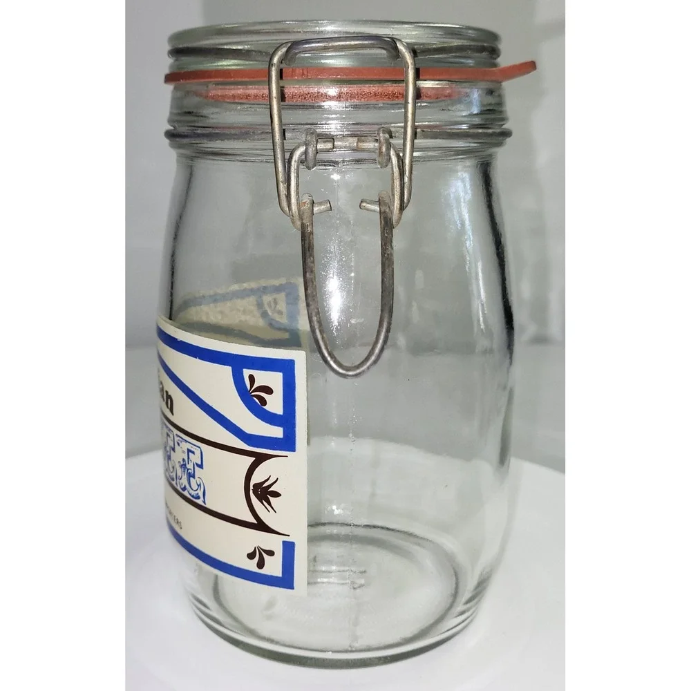 Tradewind Importers Coffee Jar 1L Clear Vintage Wire Bail Glass